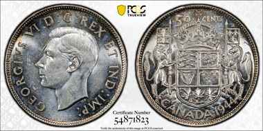 1944 50C Narrow Date MS62