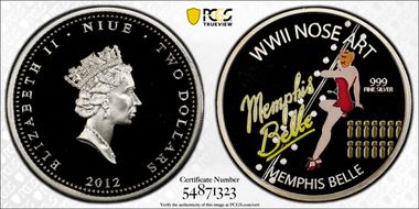 2012 $2 Memphis Belle WWII Nose Art Colorized PR68DCAM