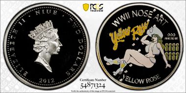 2012 $2 Yellow Rose WWII Nose Art Colorized PR68DCAM