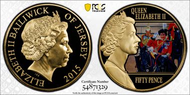 2015 50p Trooping The Colour Colorized, Gilt-Steel PL70