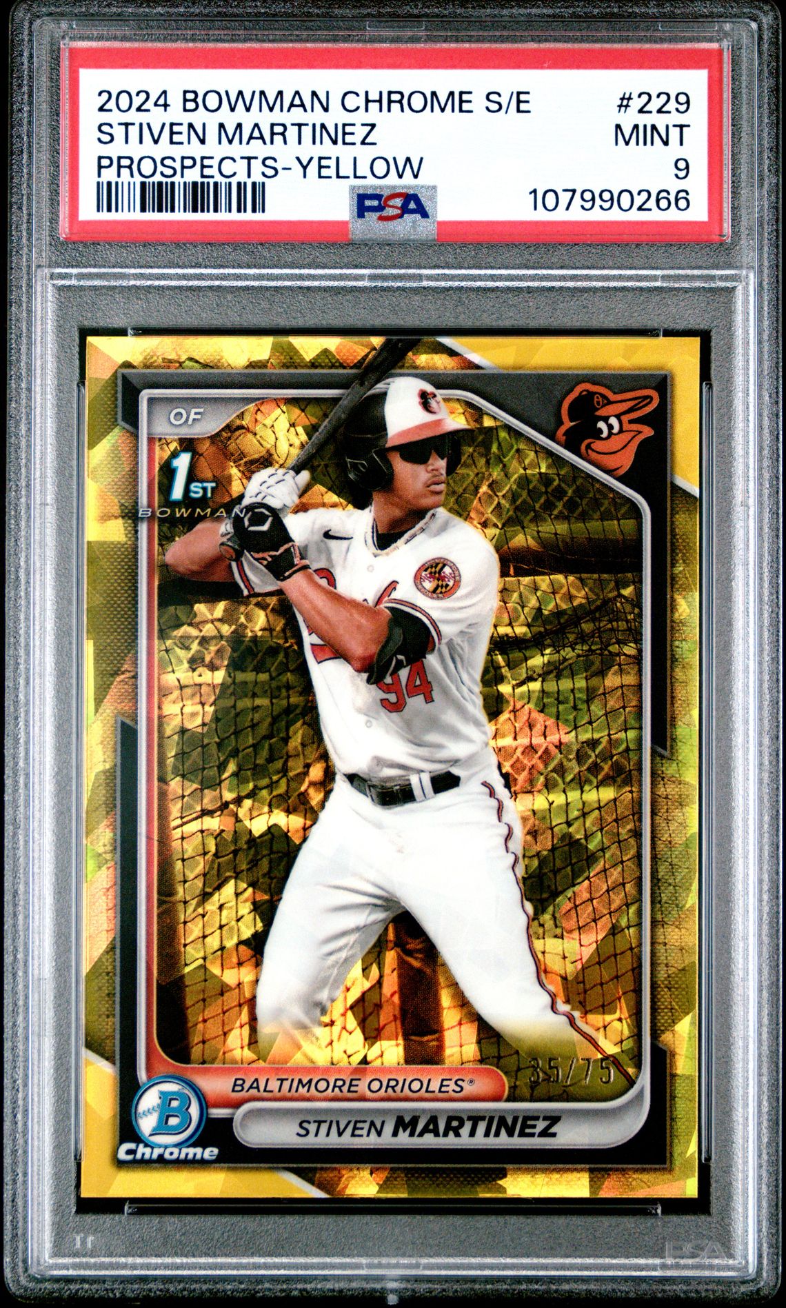 2024 Bowman Chrome BOWMAN CHROME SAPPHIRE EDITION PROSPECTS YELLOW #229 Stiven Martinez front