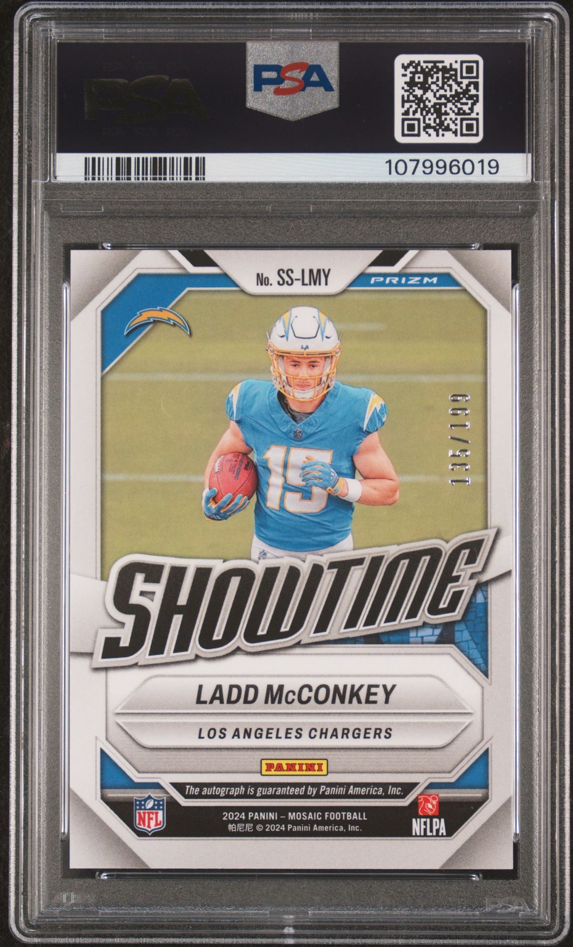 2024 Panini Mosaic Showtime Signatures Ladd Mcconkey #Sslmy (Showtime Signature-Red) Mint 9 back