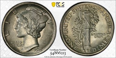1916 10C Mercury MS65FB