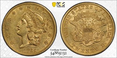 1855 $20 AU53