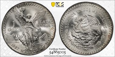 1987-Mo Onza Libertad Ag MS68