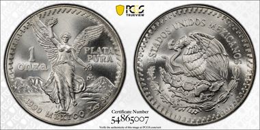 1990-Mo Onza Libertad Ag MS68