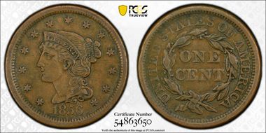 1856 1C Slanted 5 N1BN