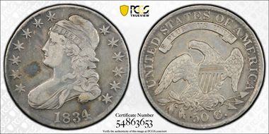 1834 50C Large Date, Large Letters N1