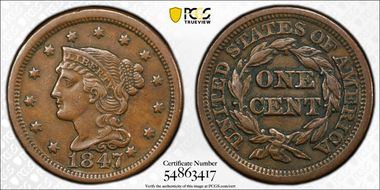 1847 1C Newcomb 1 XF40BN