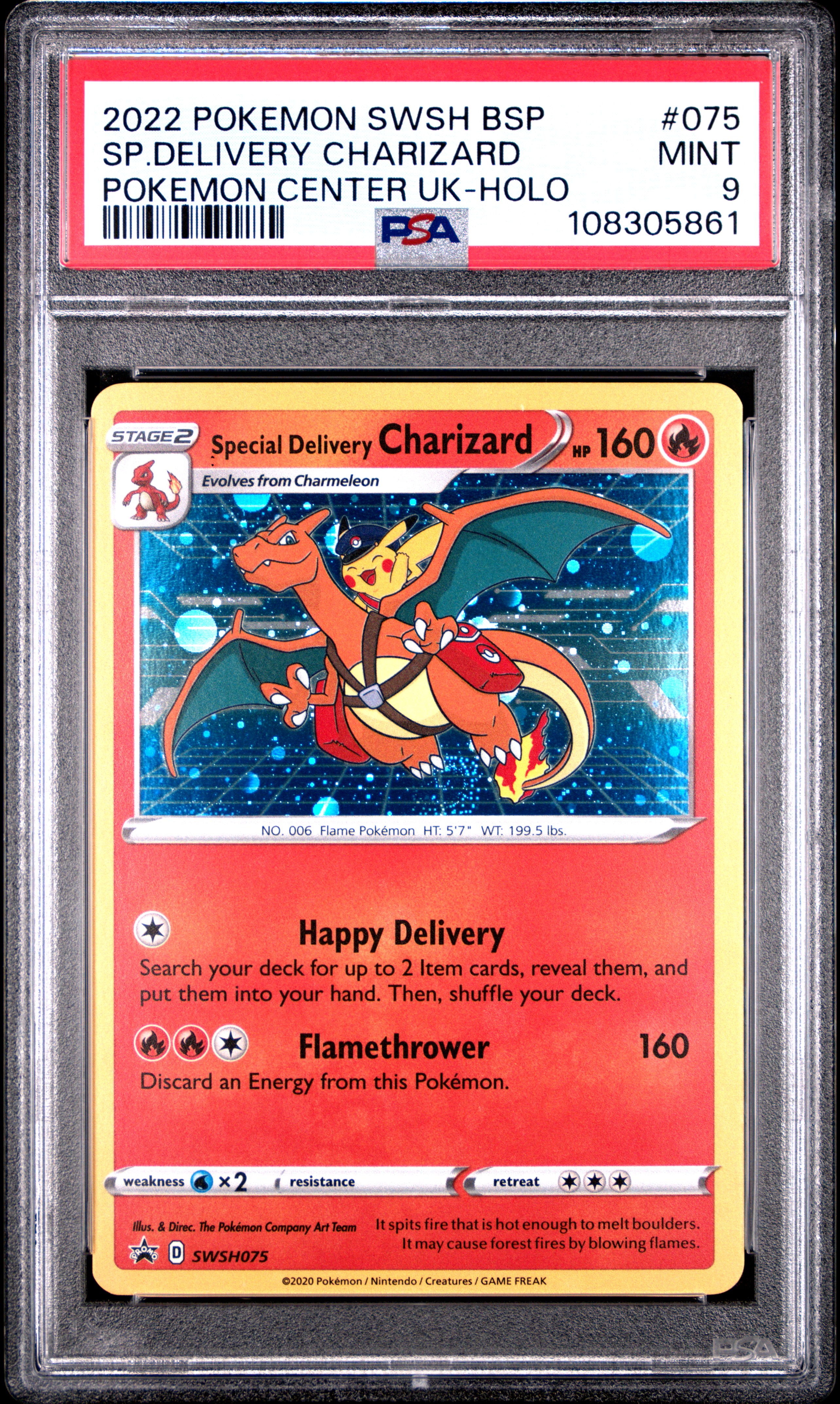 2022 #075 Special Delivery Charizard-Holo PSA 9 Swsh Black Star Promo