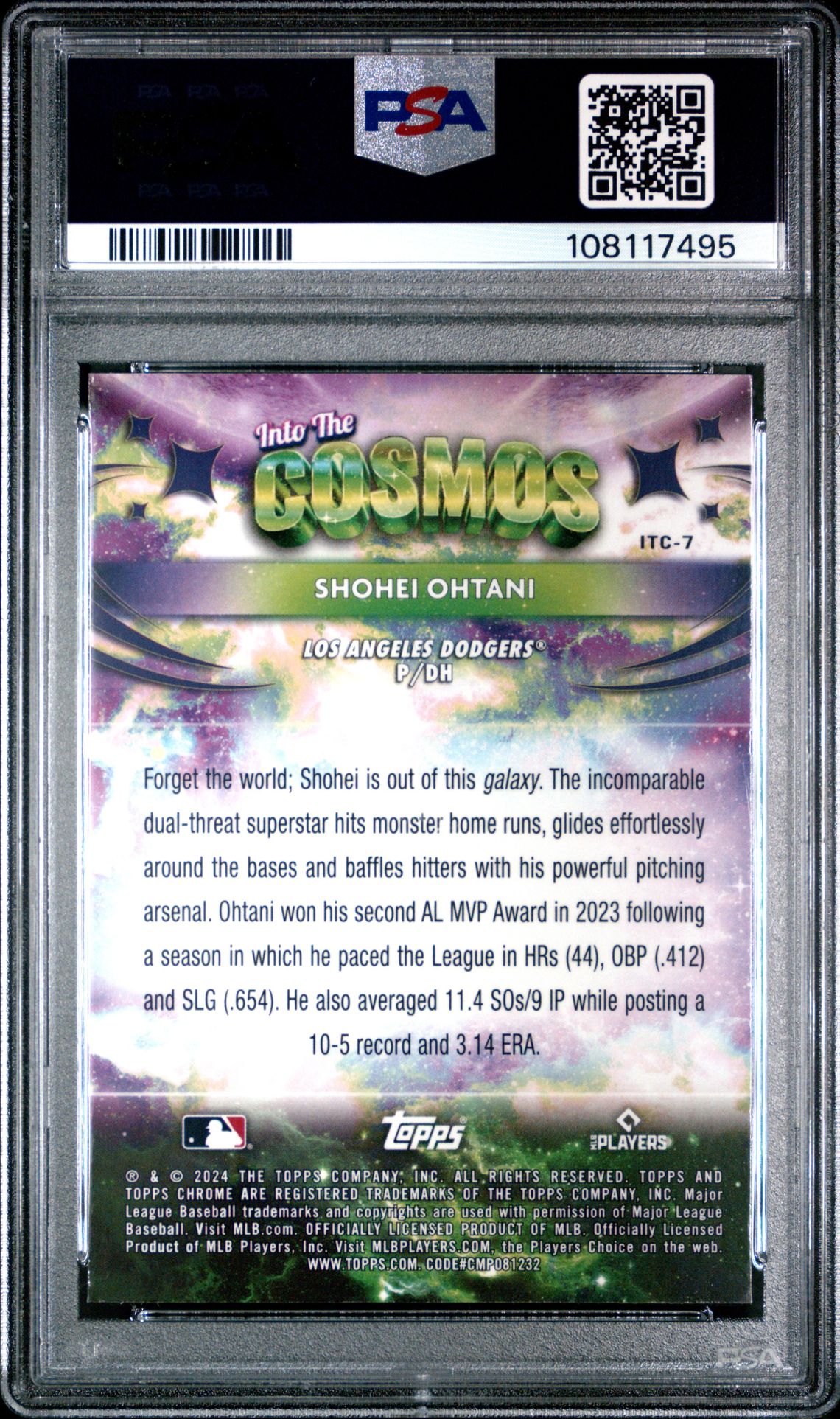 2024 Topps Chrome Cosmic Into The Cosmos Shohei Ohtani #7 Mint 9 back