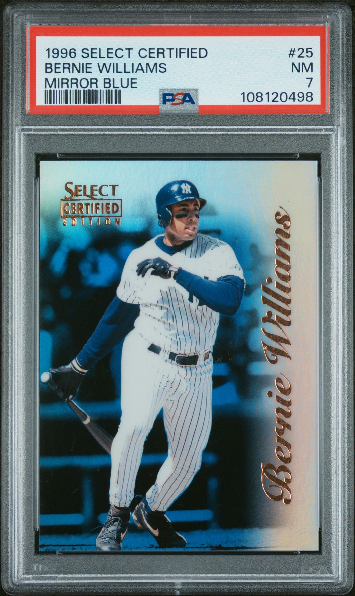 1996 Panini Select MIRROR BLUE #25 Bernie Williams front
