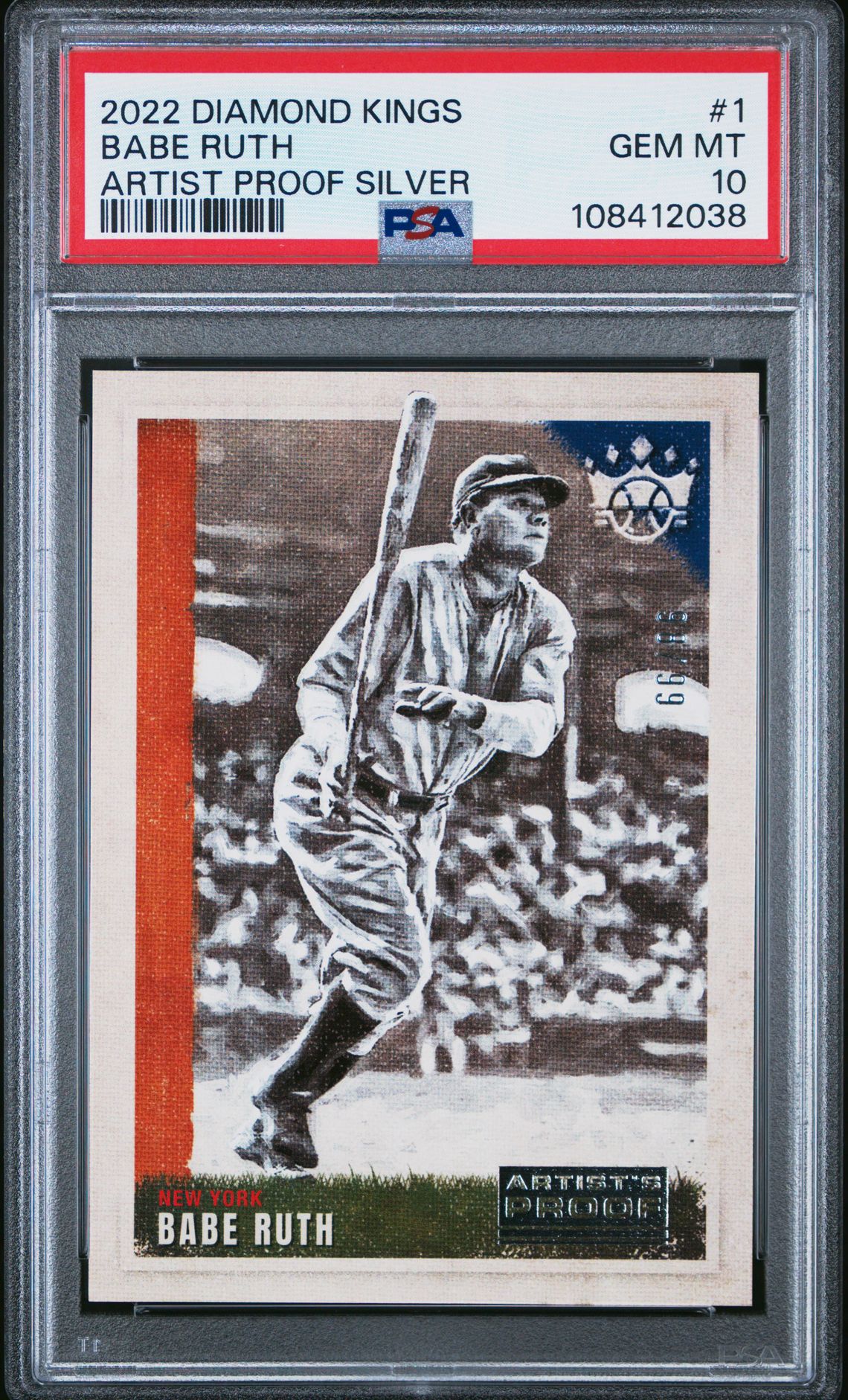 2022 Panini PANINI DIAMOND KINGS ARTIST PROOF SILVER #1 Babe Ruth front