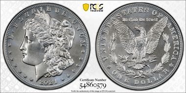 2021 $1 Morgan Dollar 100th Anniversary MS70
