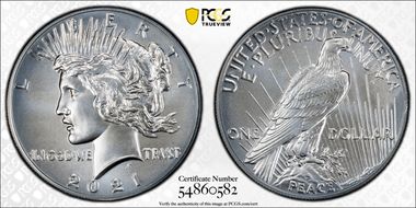 2021 $1 Peace Dollar 100th Anniversary MS70