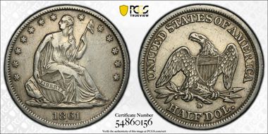 1861-S 50C WB-4 Large Recut S N1