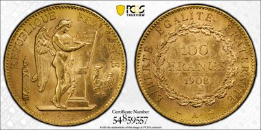 1908-A 100 Fr Gad-1137a F-553 MS62