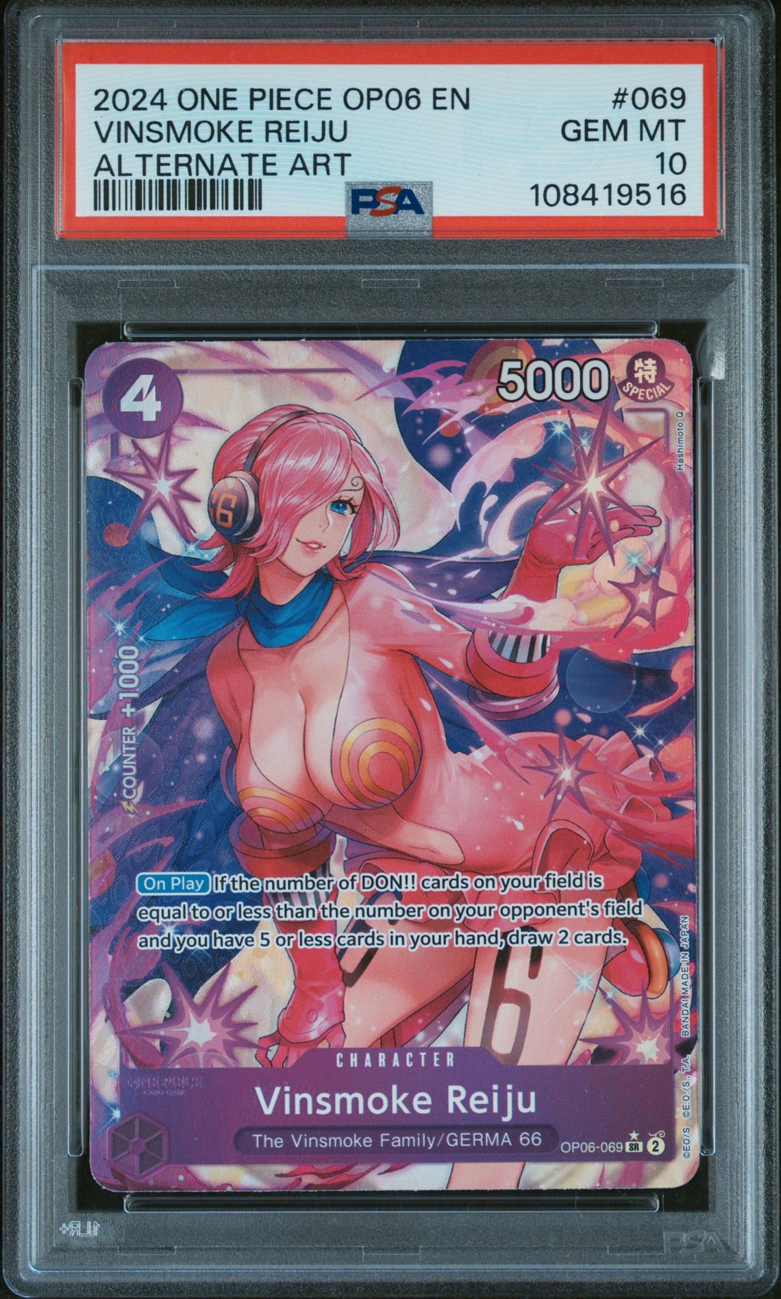 2024 One Piece Op06-Wings Of The Captain Vinsmoke Reiju #069 (Alternate Art) Gem Mt 10 front