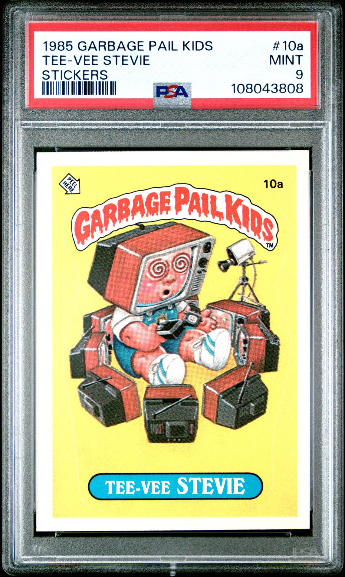 1985 Topps GARBAGE PAIL KIDS STICKERS #10A Tee-Vee Stevie front