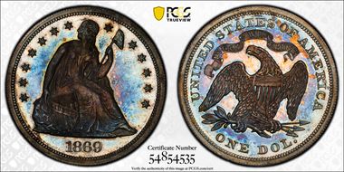 1869 $1 PR66