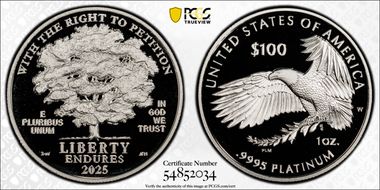 2025-W $100 Right to Petition First Day of Issue PR70DCAM