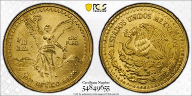 1991-Mo 1/10 oz Libertad Gold MS68