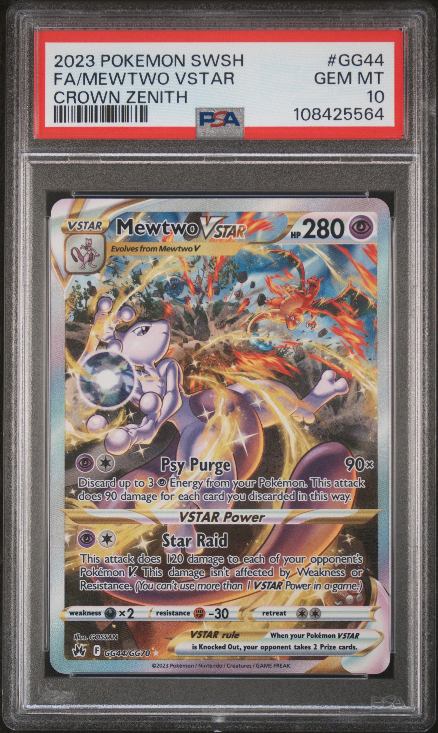 2023 #GG44 FA/MEWTWO VSTAR PSA 10 Sword and Shield Crown Zenith