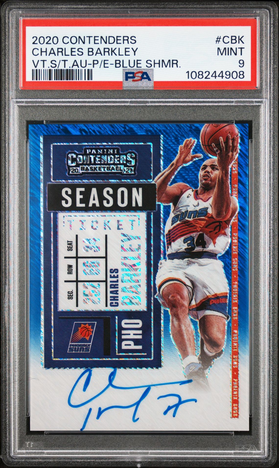 2020 Panini PANINI CONTENDERS VETERAN SEASON TICKET AUTOGRAPHS Blue Shimmer #CBK Charles Barkley front
