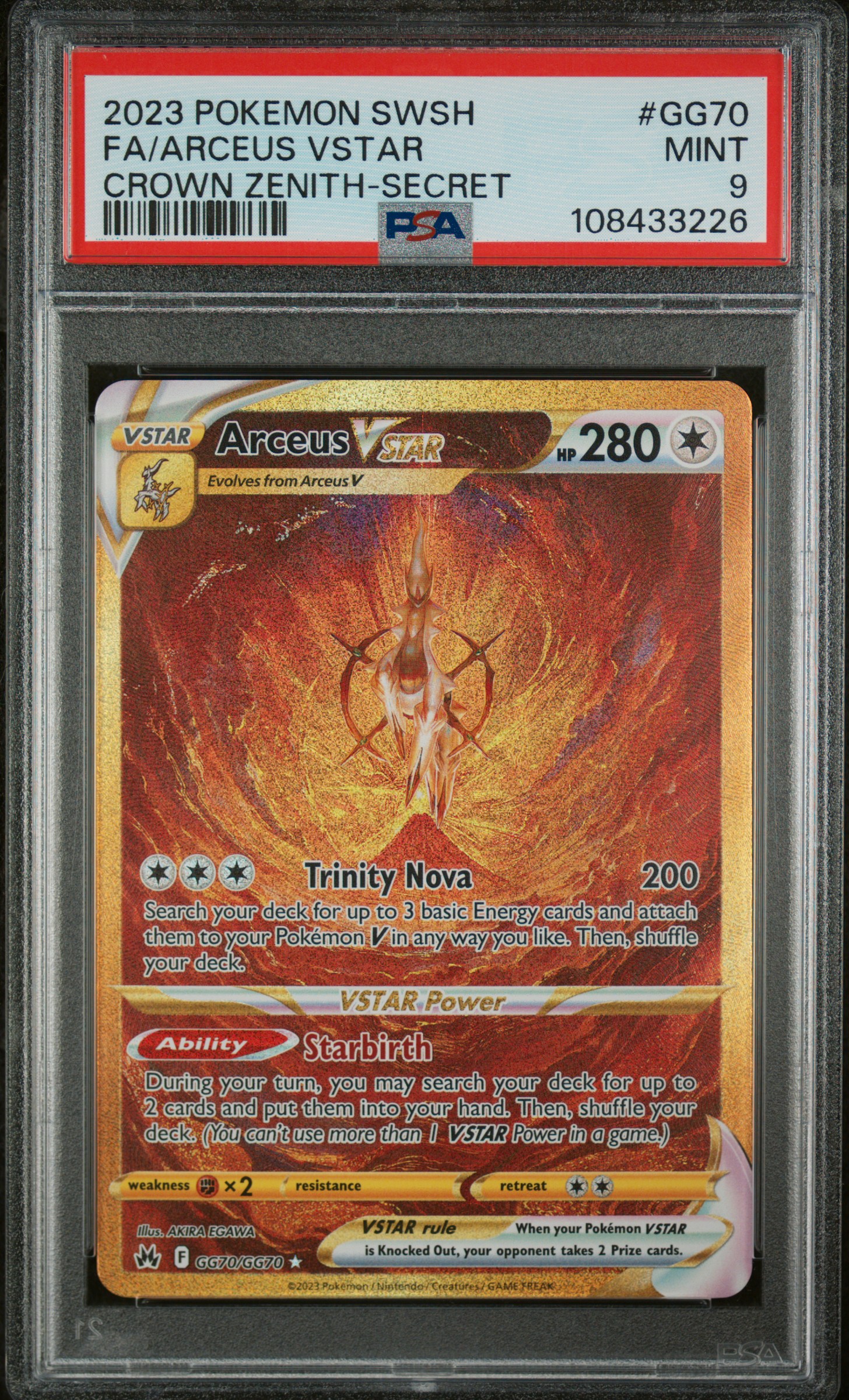2023 Pokemon Sword And Shield Crown Zenith Fa/Arceus Vstar #Gg70 (Crown Zenith-Secret) Mint 9 front