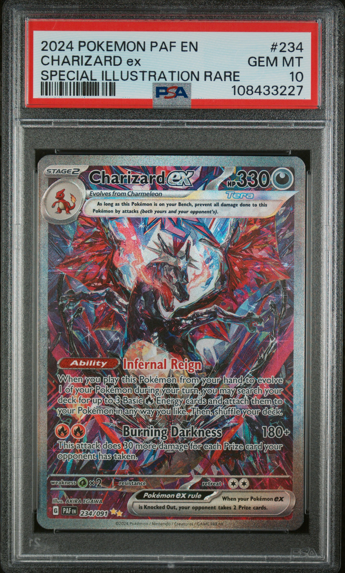 2024 Pokemon Paf En-Paldean Fates Charizard Ex #234 (Special Illustration Rare) Gem Mt 10 front