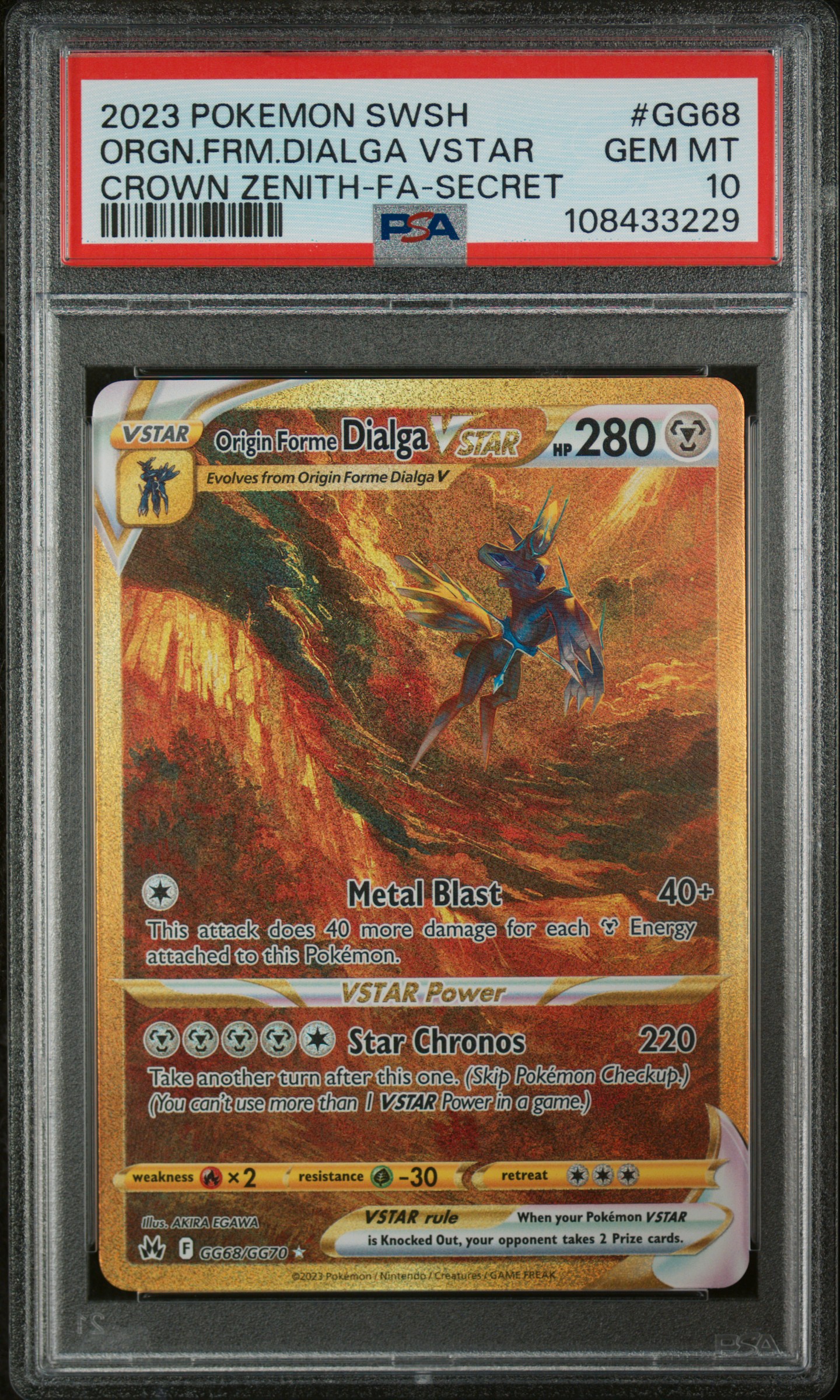 2023 Pokemon Sword And Shield Crown Zenith Orgn.frm.dialga Vstar #Gg68 (Crown Zenith-Fa-Secret) Gem Mt 10 front
