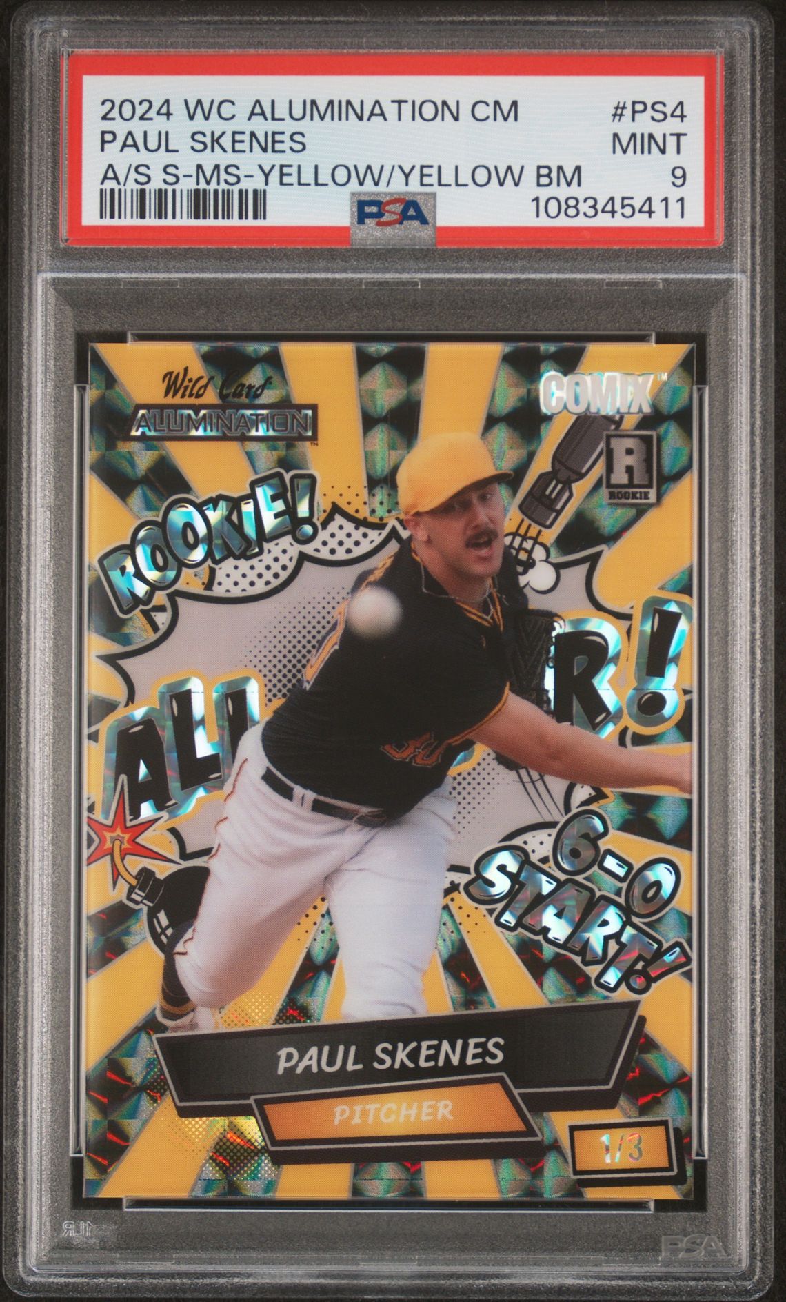 2024 WILD CARD ALUMINATION COMIX PAUL SKENES EDITION A/S S-MS-YELLOW/YELLOW BM #PS4 Paul Skenes front