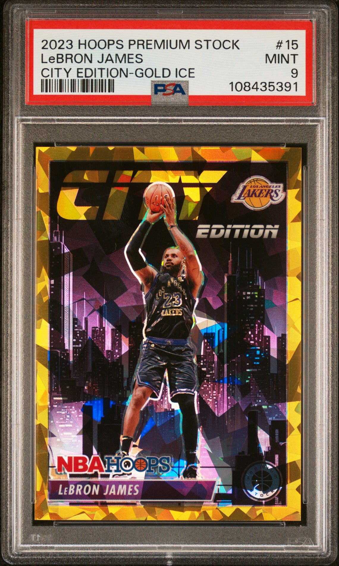 2023 Panini PANINI HOOPS PREMIUM STOCK CITY EDITION Gold #15 Lebron James front