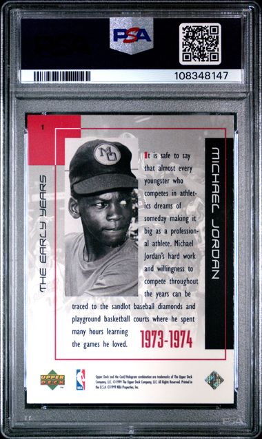 1999 Upper Deck Mj Career Collection Michael Jordan #1 (The Early Years) Nm 7 back