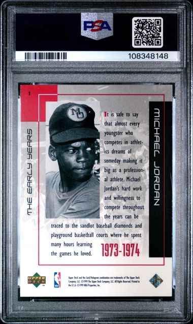 1999 Upper Deck Mj Career Collection Michael Jordan #1 (The Early Years) Nm-Mt 8 back