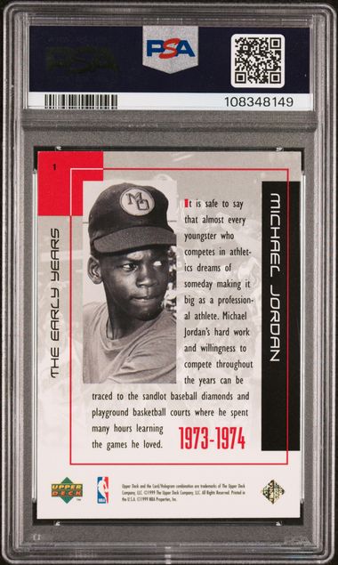 1999 Upper Deck Mj Career Collection Michael Jordan #1 (The Early Years) Nm 7 back