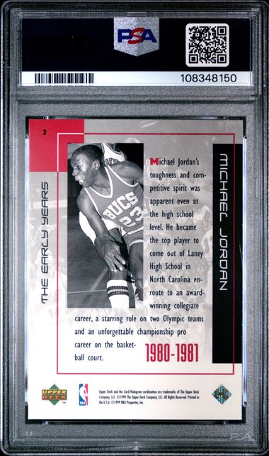 1999 Upper Deck Mj Career Collection Michael Jordan #2 (The Early Years) Mint 9 back