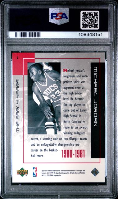1999 Upper Deck Mj Career Collection Michael Jordan #2 (The Early Years) Nm-Mt 8 back