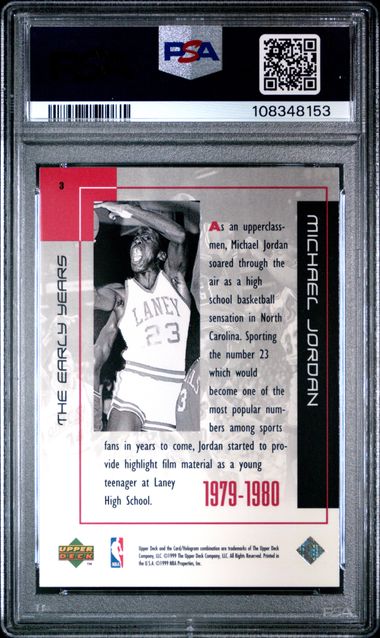 1999 Upper Deck Mj Career Collection Michael Jordan #3 (The Early Years) Mint 9 back