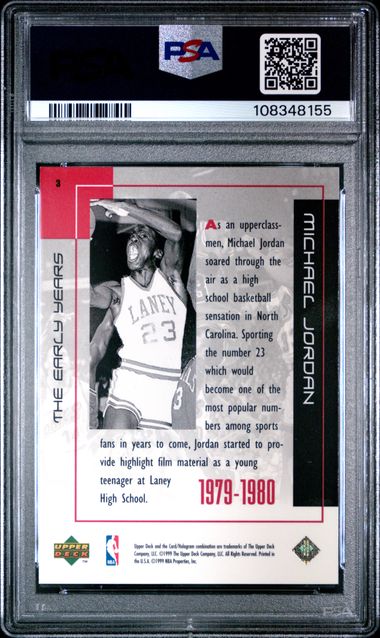 1999 Upper Deck Mj Career Collection Michael Jordan #3 (The Early Years) Nm-Mt 8 back