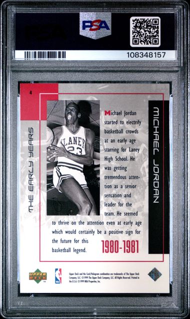1999 Upper Deck Mj Career Collection Michael Jordan #4 (The Early Years) Nm-Mt 8 back