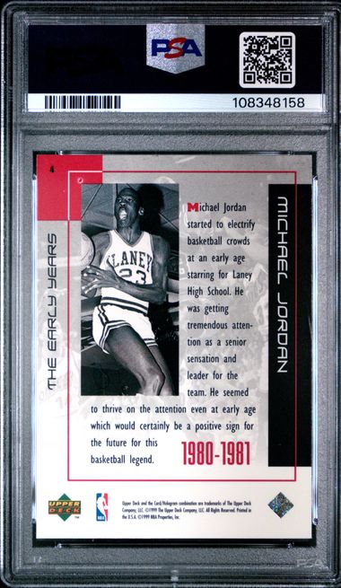 1999 Upper Deck Mj Career Collection Michael Jordan #4 (The Early Years) Nm 7 back