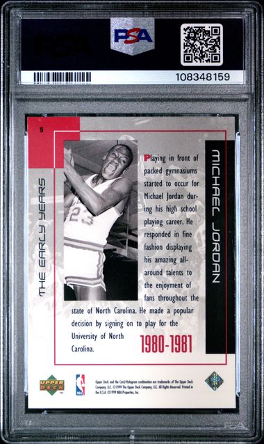 1999 Upper Deck Mj Career Collection Michael Jordan #5 (The Early Years) Nm-Mt 8 back