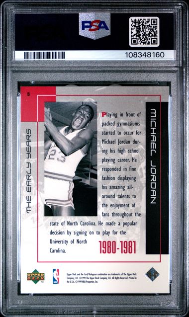 1999 Upper Deck Mj Career Collection Michael Jordan #5 (The Early Years) Nm-Mt 8 back