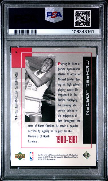 1999 Upper Deck Mj Career Collection Michael Jordan #5 (The Early Years) Nm-Mt 8 back