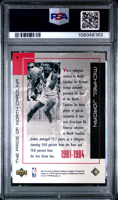 1999 Upper Deck Mj Career Collection Michael Jordan #6 (Pride Of North Carolina) Nm 7 back