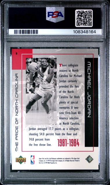 1999 Upper Deck Mj Career Collection Michael Jordan #6 (Pride Of North Carolina) Nm 7 back