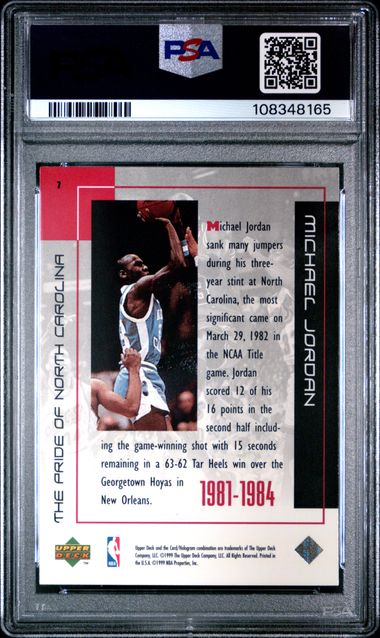 1999 Upper Deck Mj Career Collection Michael Jordan #7 (Pride Of North Carolina) Nm-Mt 8 back