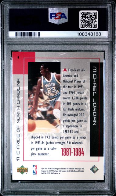 1999 Upper Deck Mj Career Collection Michael Jordan #8 (Pride Of North Carolina) Nm-Mt 8 back