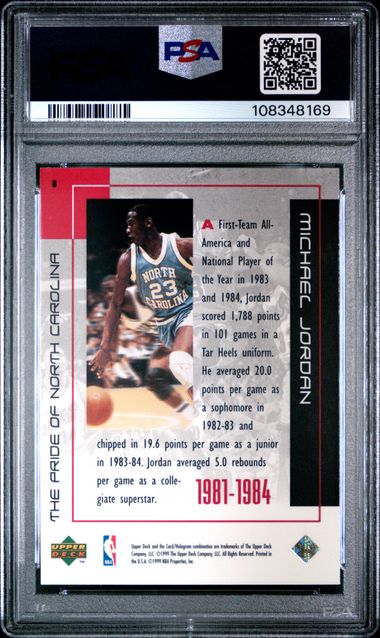 1999 Upper Deck Mj Career Collection Michael Jordan #8 (Pride Of North Carolina) Nm 7 back